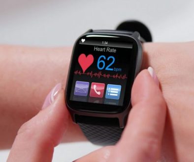 Smart wearable watch showing heartbeat for monitoring